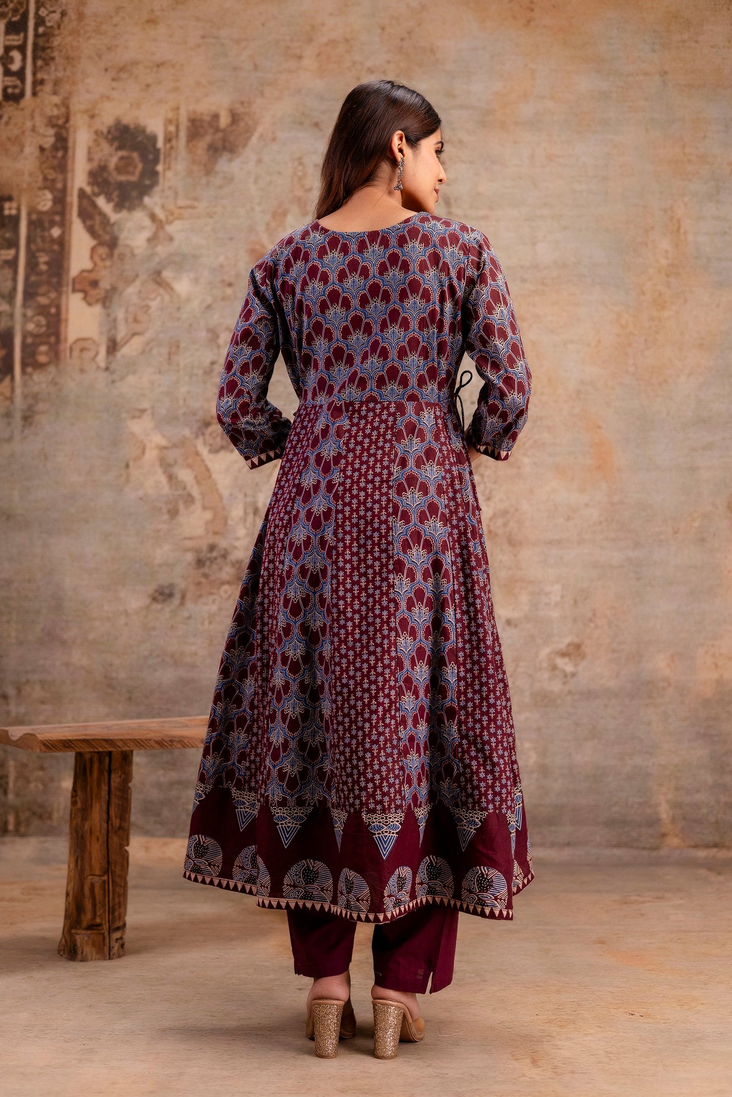 Women Ethnic Motifs Printed Pure Cotton Anarkali Kurta with Trouser & Dupatta