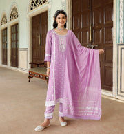 Lavender Festive Chanderi Suit Set