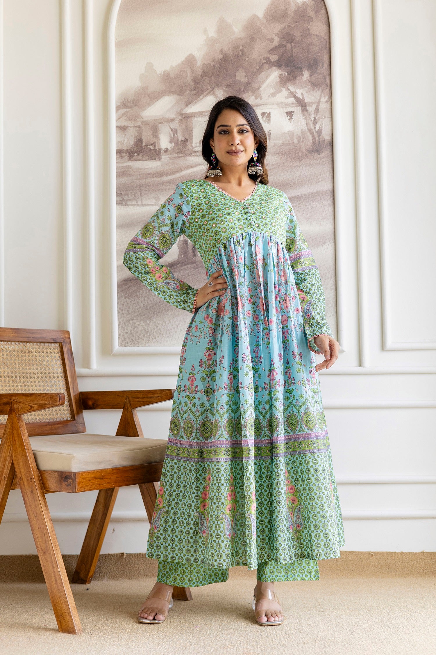Women Floral Printed A-Line Kurta with Palazzos & Dupatta