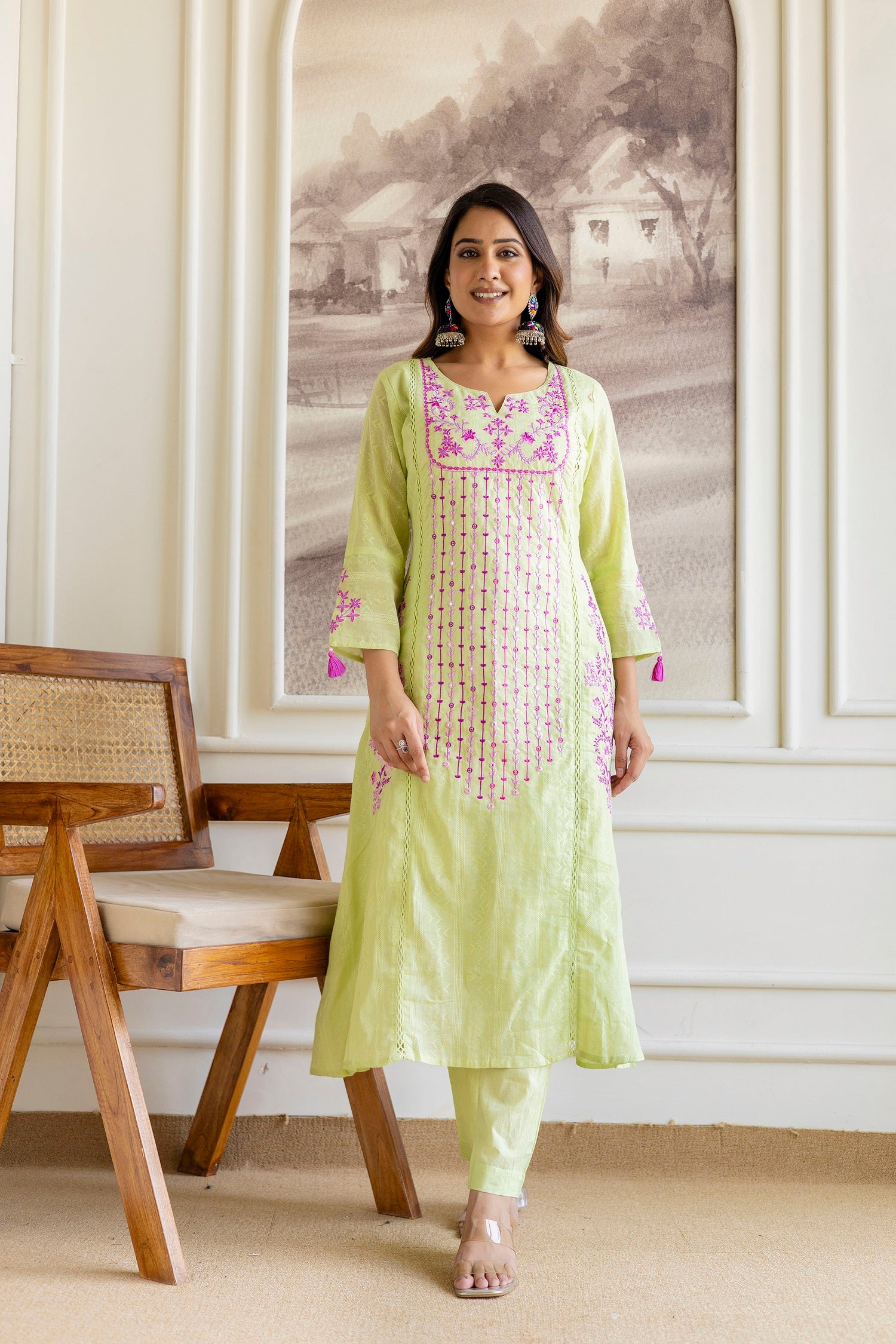 Women Ethnic Motifs Embroidered Kurta with Trousers & Dupatta