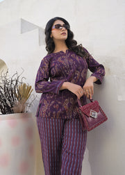 Printed Round Neck Top With Trousers Co-Ords
