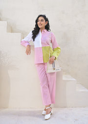 Printed Pure Cotton Shirt Collar Shirt With Trousers Co-Ords Set
