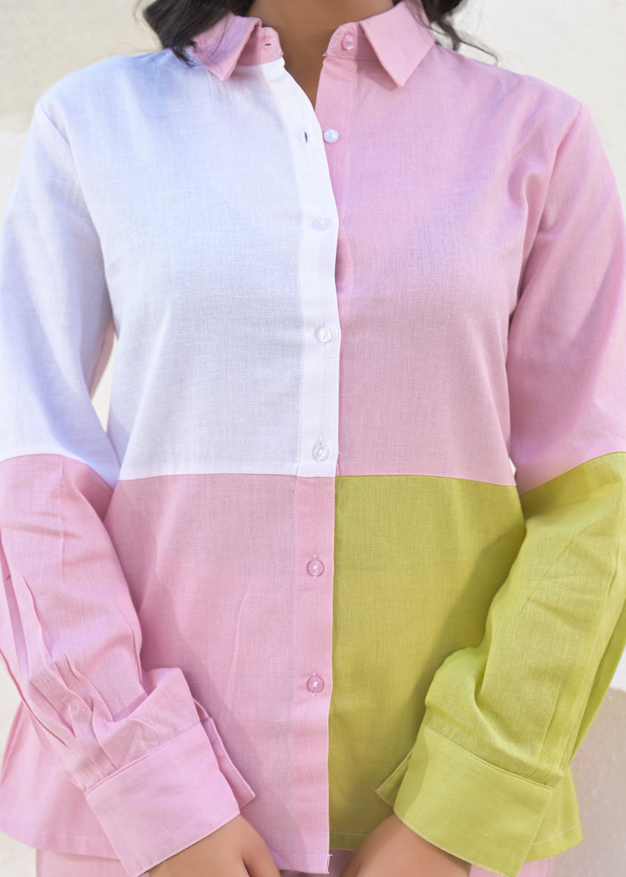 Printed Pure Cotton Shirt Collar Shirt With Trousers Co-Ords Set