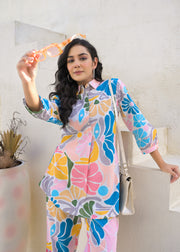 Printed Cotton Tunic & Trousers Co-Ord Set
