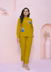 Printed Shirt Collar Neck Shirt With Trousers Co-Ords