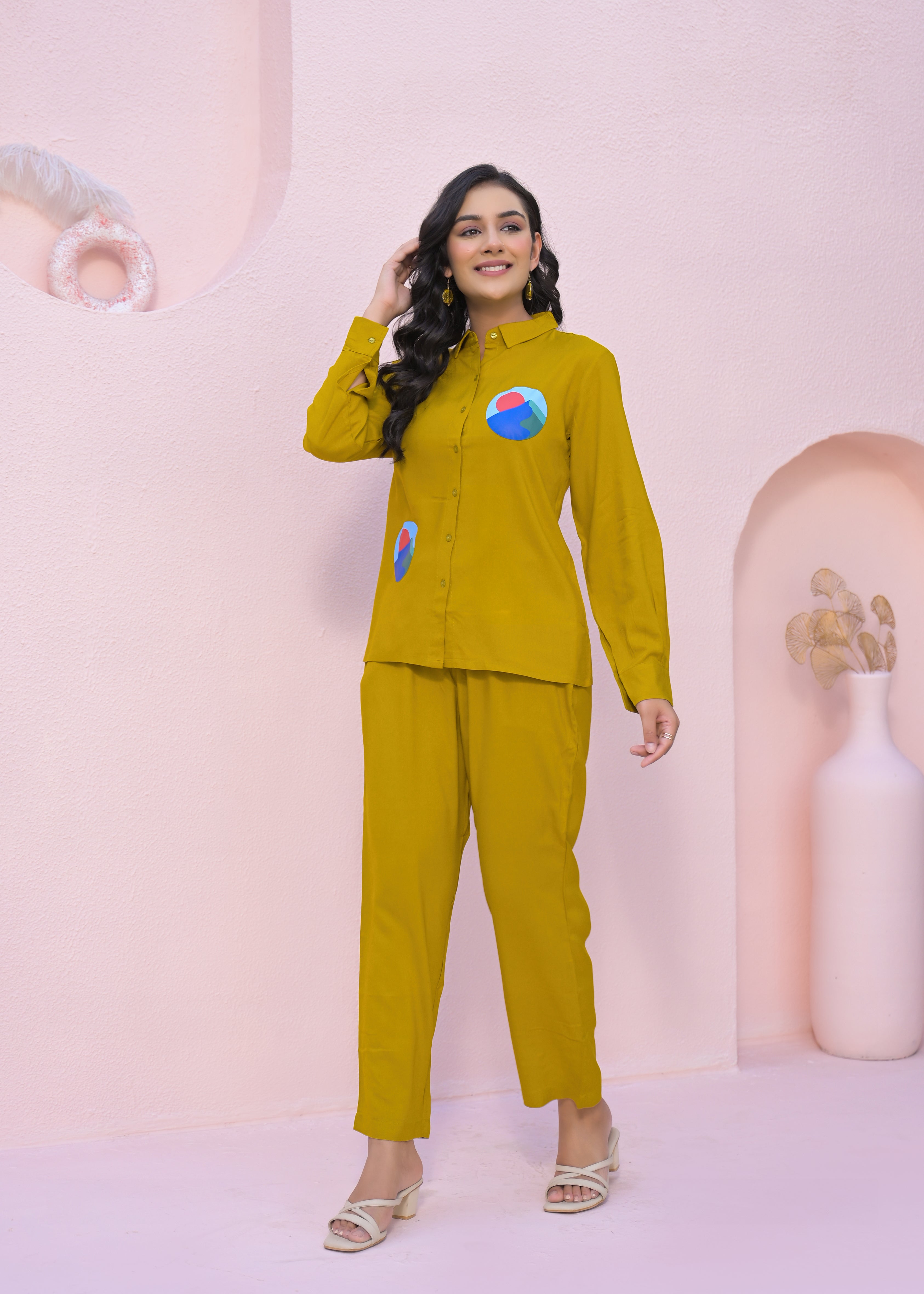 Printed Shirt Collar Neck Shirt With Trousers Co-Ords