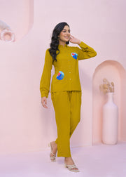 Printed Shirt Collar Neck Shirt With Trousers Co-Ords