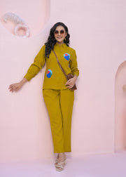 Printed Shirt Collar Neck Shirt With Trousers Co-Ords