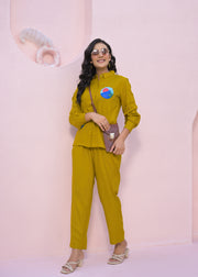 Printed Shirt Collar Neck Shirt With Trousers Co-Ords