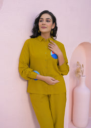 Printed Shirt Collar Neck Shirt With Trousers Co-Ords