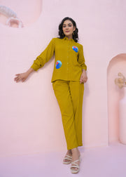 Printed Shirt Collar Neck Shirt With Trousers Co-Ords