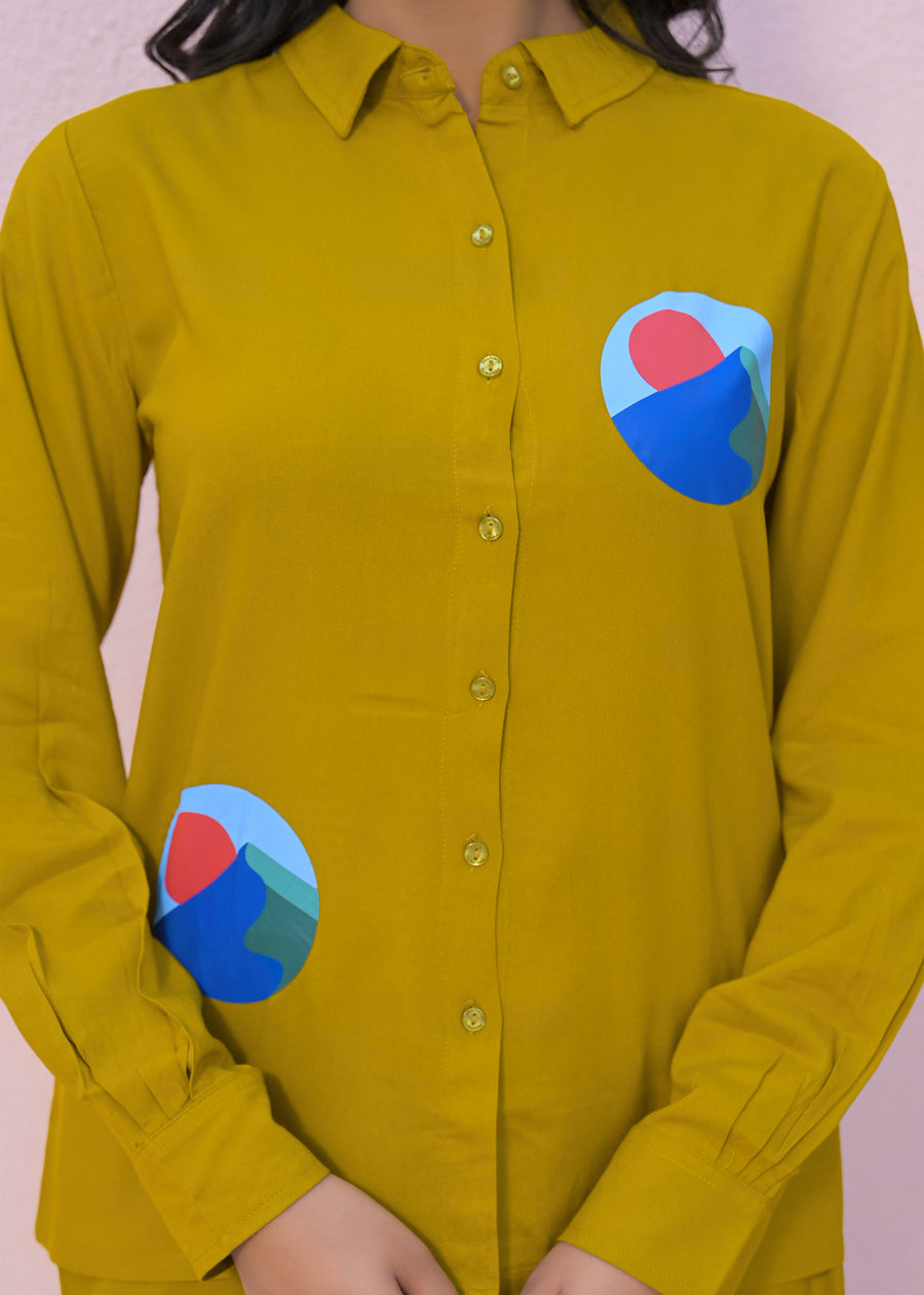 Printed Shirt Collar Neck Shirt With Trousers Co-Ords