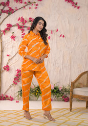 Yellow lehriya festive cord set