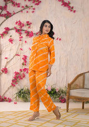 Yellow lehriya festive cord set