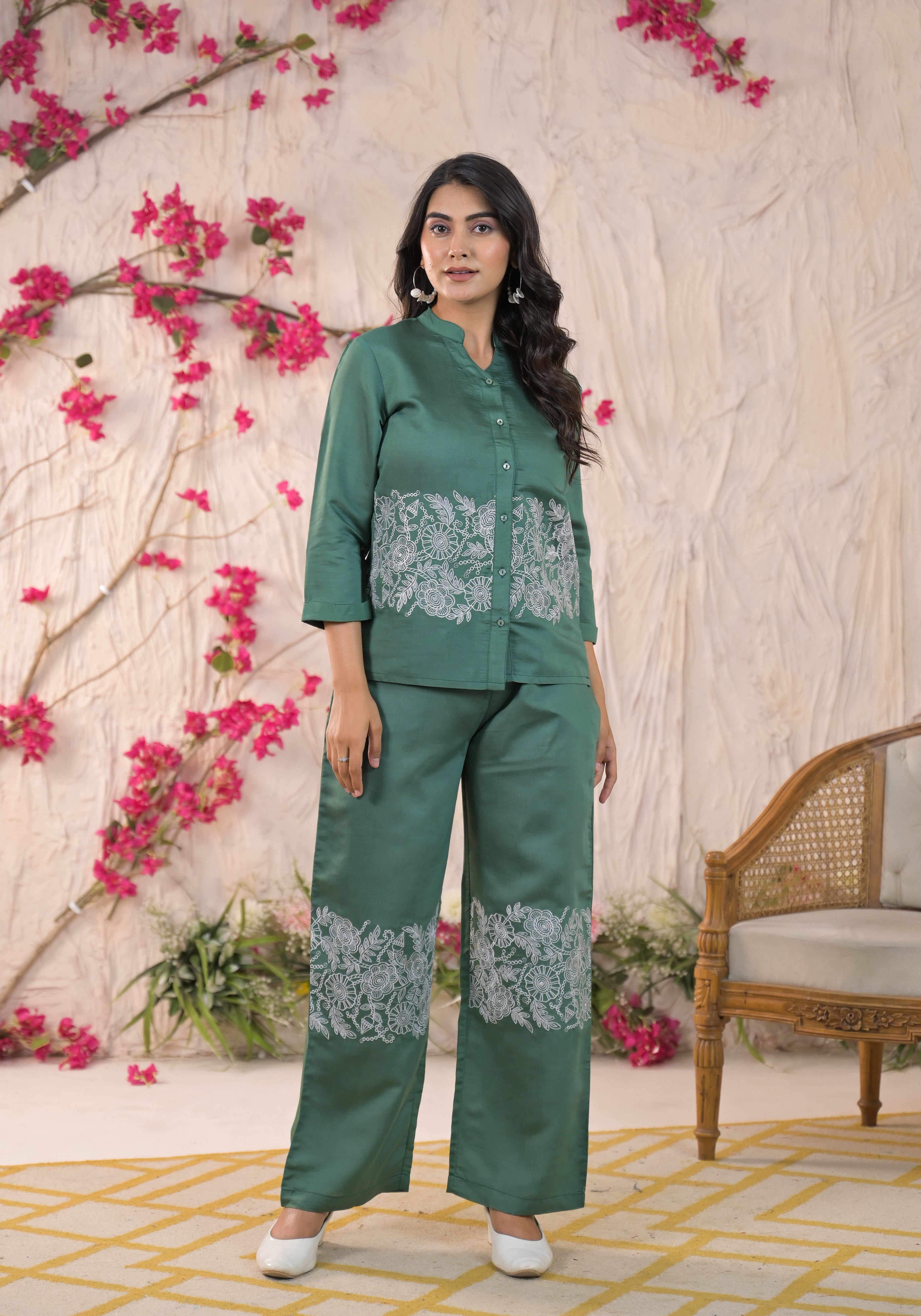 Embroidered Top & Trouser Co-Ords Set