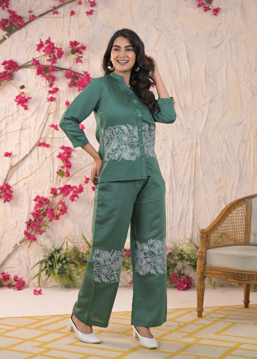 Embroidered Top & Trouser Co-Ords Set