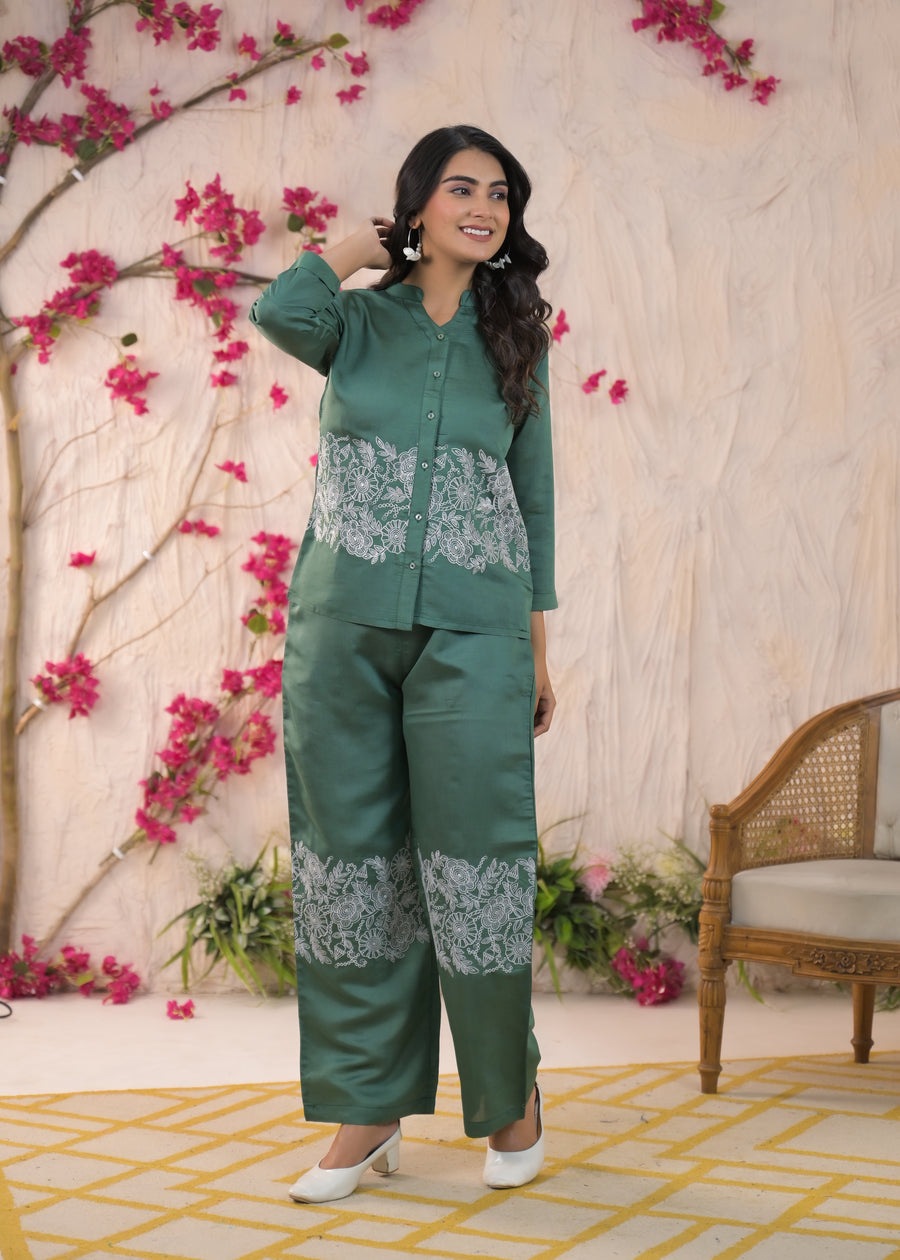 Embroidered Top & Trouser Co-Ords Set