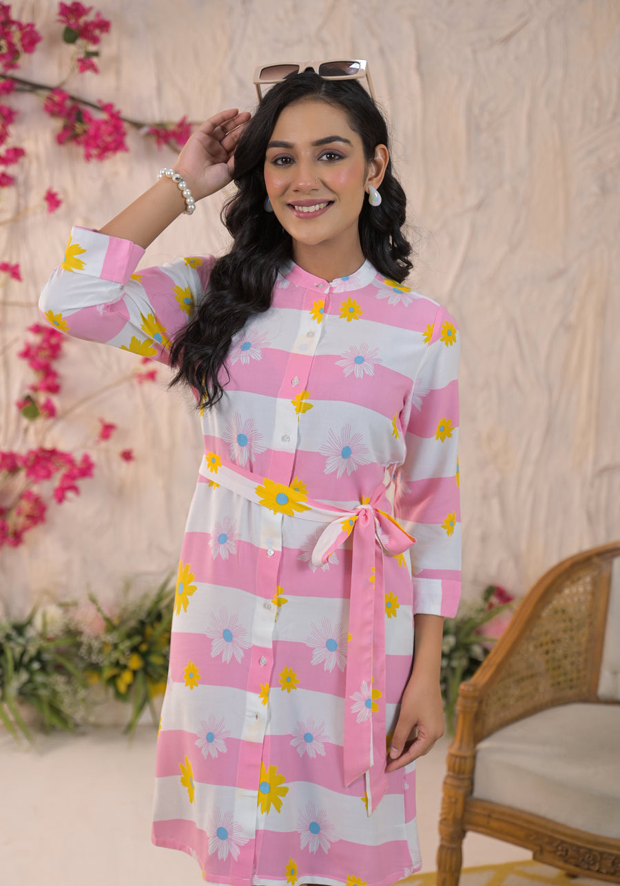 Women Floral Print Fit and Flare Dress