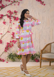Women Floral Print Fit and Flare Dress