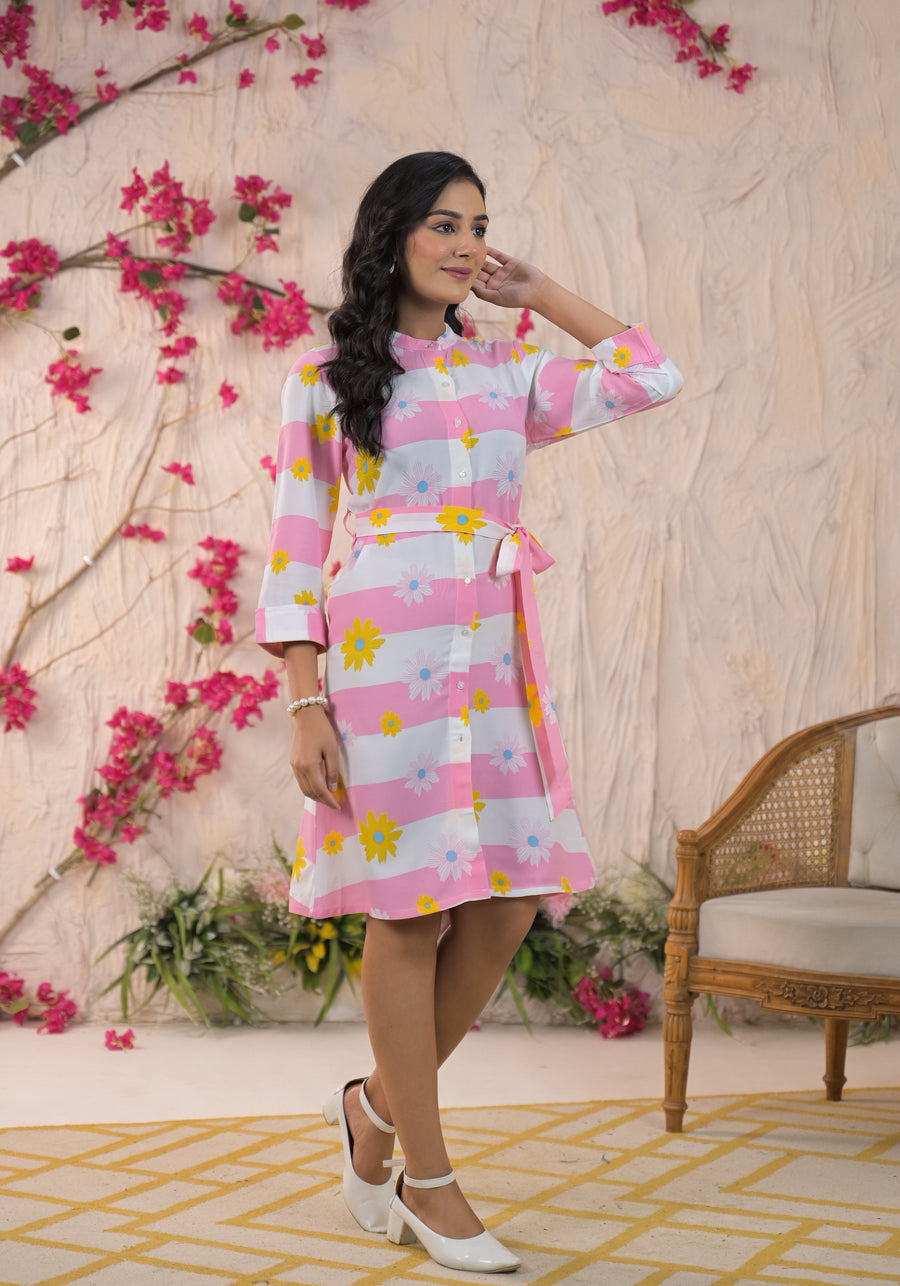 Women Floral Print Fit and Flare Dress
