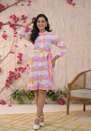 Women Floral Print Fit and Flare Dress