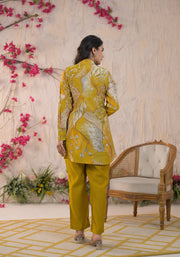 YELLOW floral muslin festive cord set