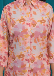 Printed Shirt Collar Shirt With Trousers Co-Ords