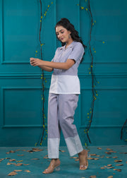 Colorblocked Pure Cotton Top & Trouser Co-Ords