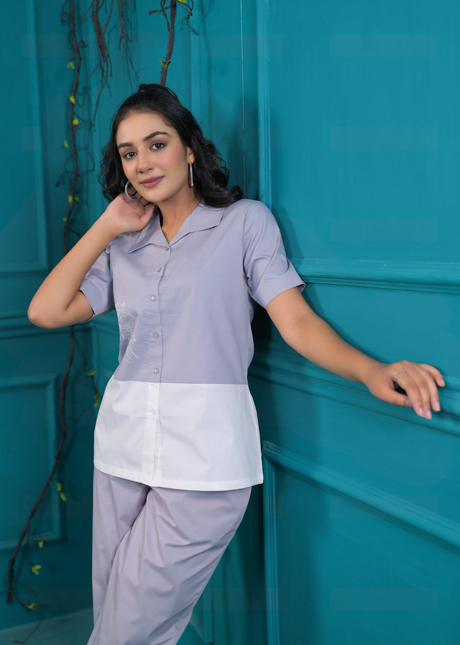 Colorblocked Pure Cotton Top & Trouser Co-Ords
