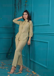 Tan green stylish cord set
