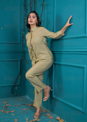 Tan green stylish cord set