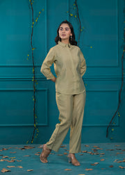 Tan green stylish cord set