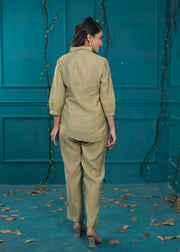 Tan green stylish cord set
