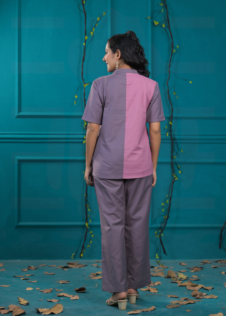 Colorblocked Pure Cotton Top & Trouser Co-Ords