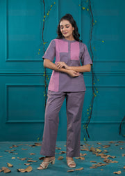 Colorblocked Pure Cotton Top & Trouser Co-Ords