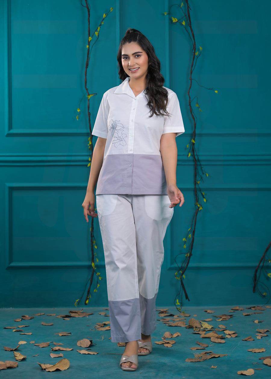 Colorblocked Pure Cotton Top & Trouser Co-Ords
