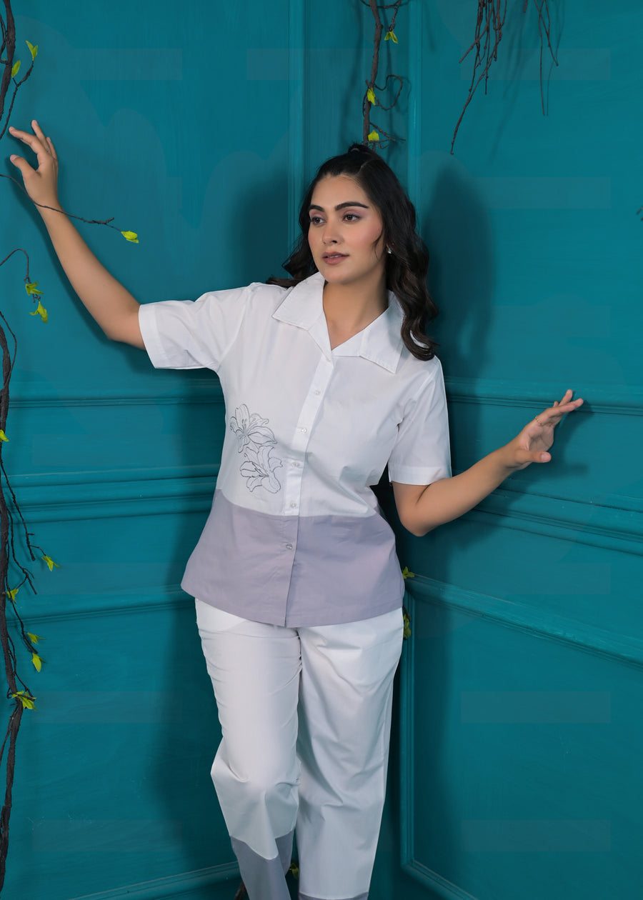 Colorblocked Pure Cotton Top & Trouser Co-Ords