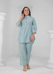 BLUE SOLID PARTY WEAR CORD SET