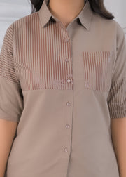 Printed Shirt Collar Shirt With Trousers Co-Ords
