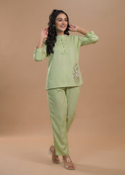 GREEN EMBROIDERY SUIT SET