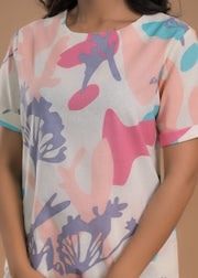 Women Abstract Printed T-Shirt & Shorts Night suit
