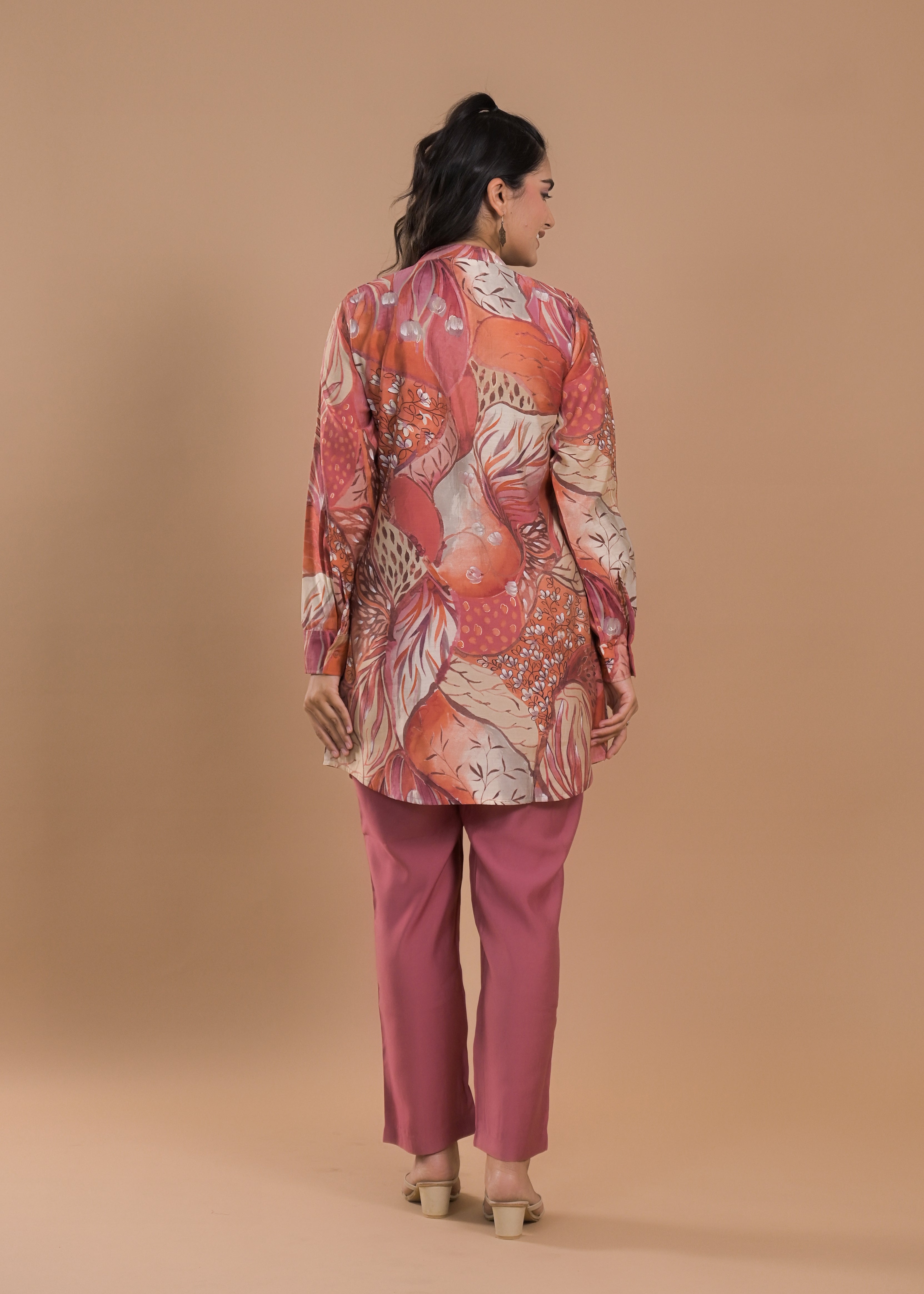 ROSE GOLD FLORAL PARTY WEAR CORD SET