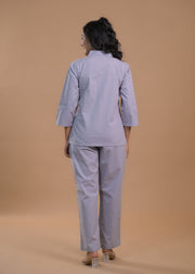 Striped Pure Cotton Shirt Collar Shirt With Trousers Co-Ords Set