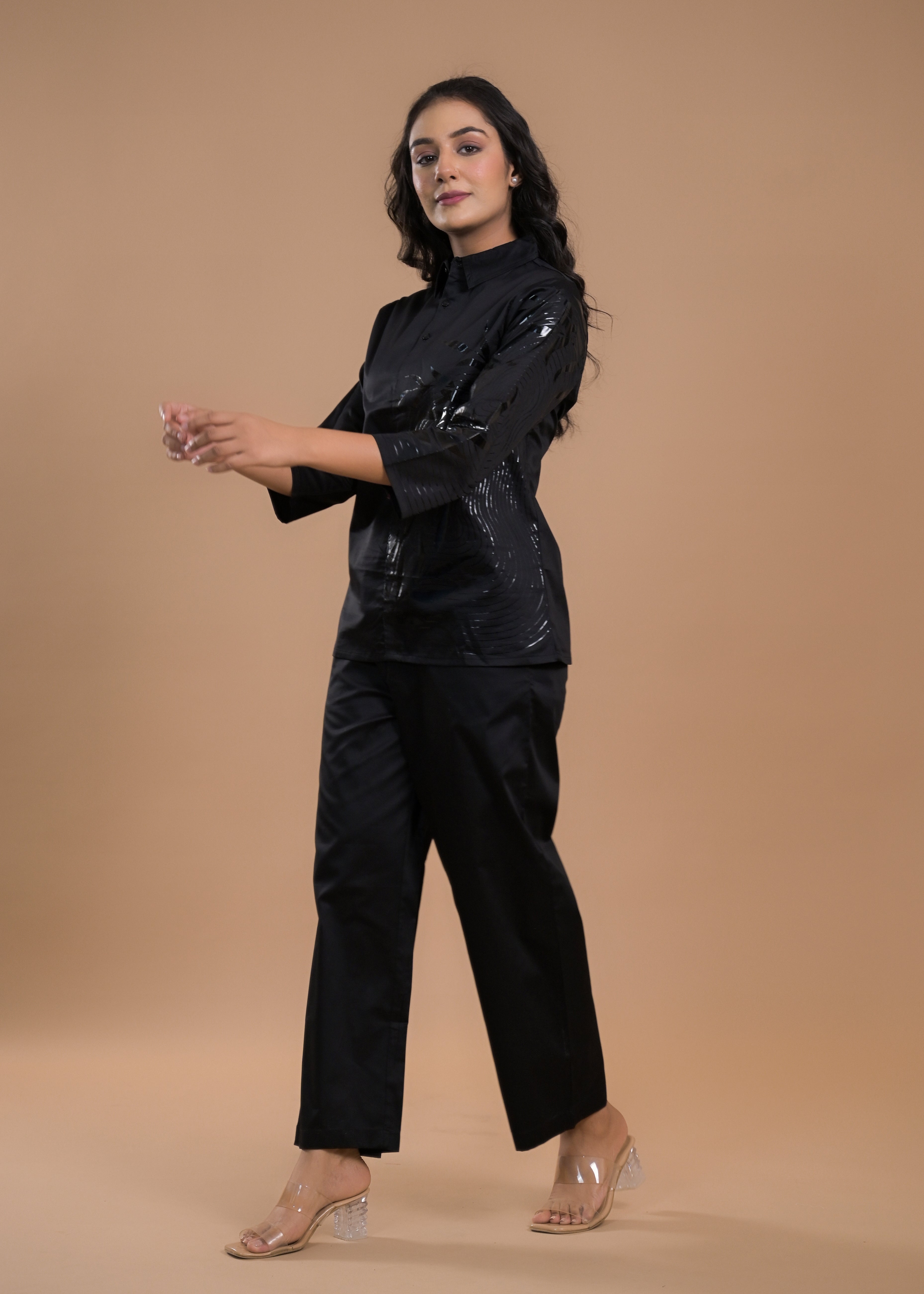 Shirt Collar Shirt With Trousers Co-Ords Set