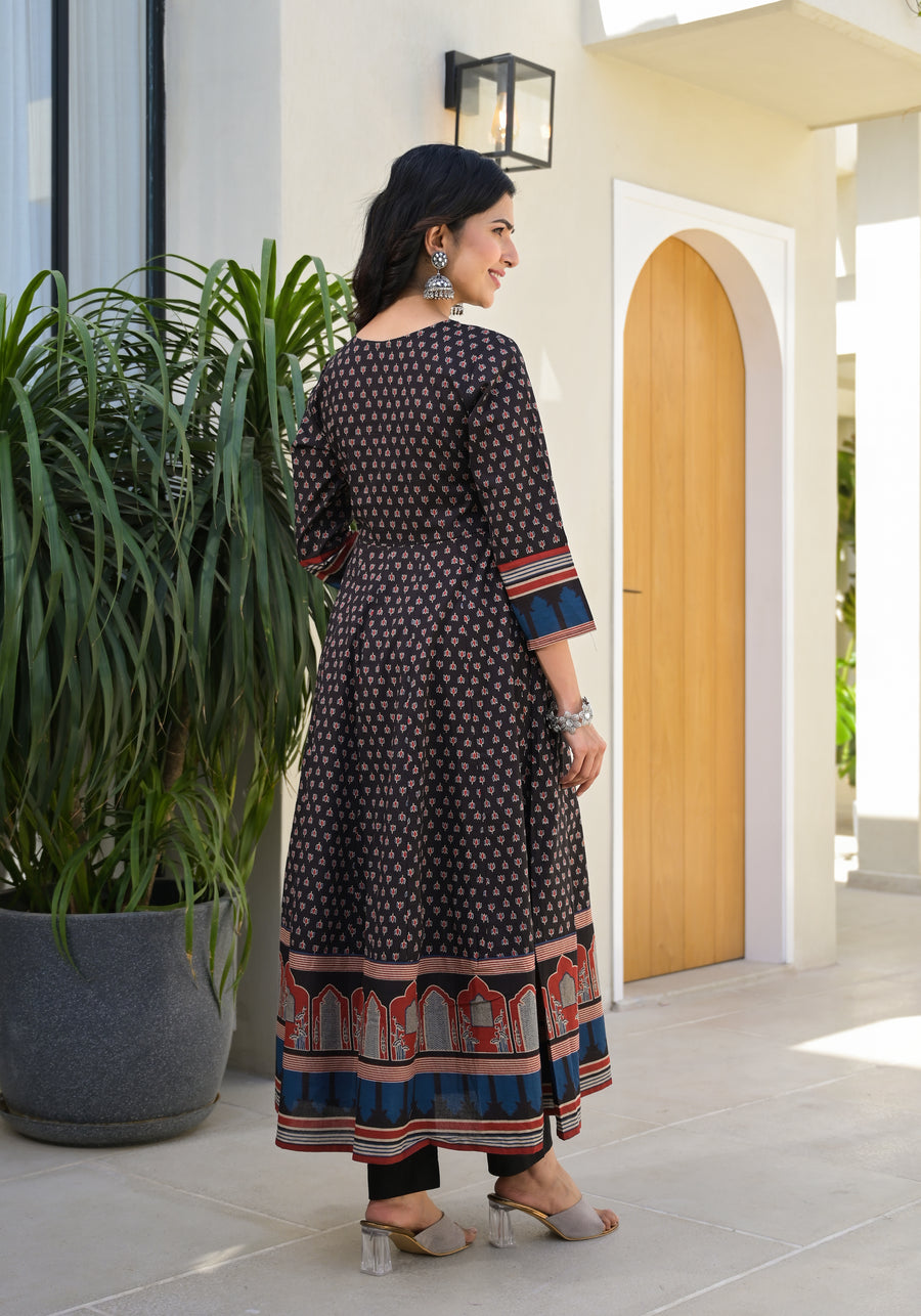 BLACK BRIJ BHUMI PRINT SUIT SET