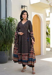 BLACK BRIJ BHUMI PRINT SUIT SET