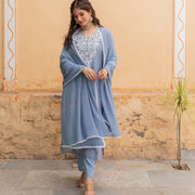 GREY SILK SUIT SET