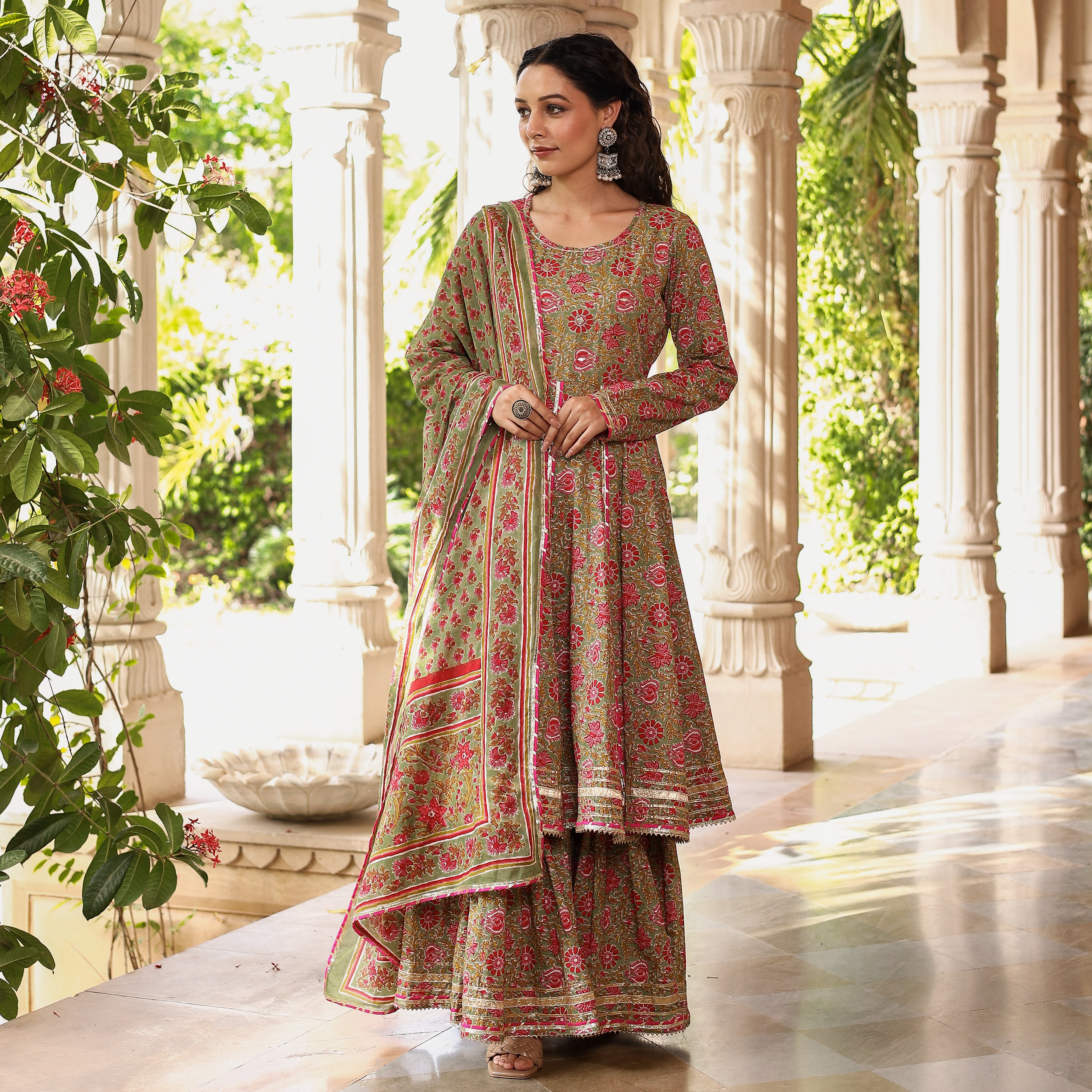 GREEN SHARARA SUIT SET