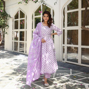 lavender hand block anarkali