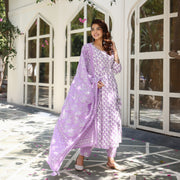 lavender hand block anarkali